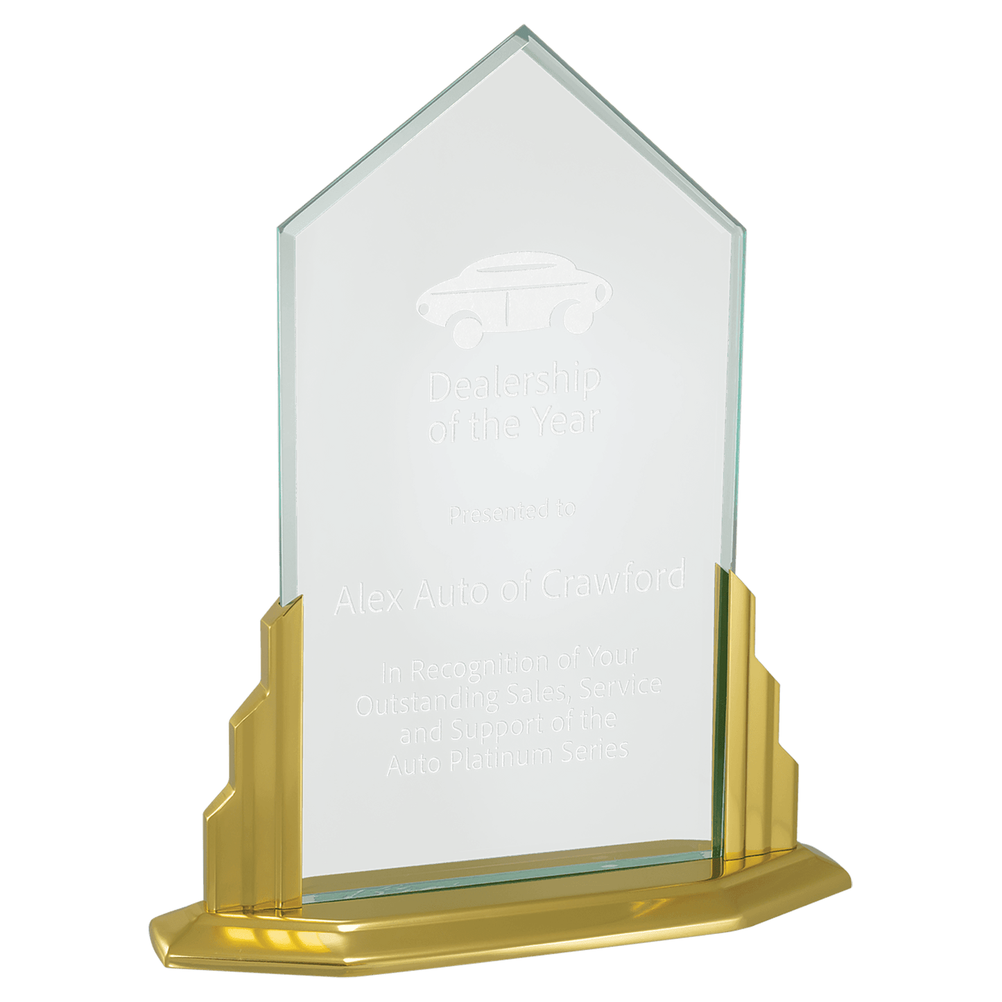9 1/2" x 11 1/2" Peak Jade Acrylic Award with Aluminum Base