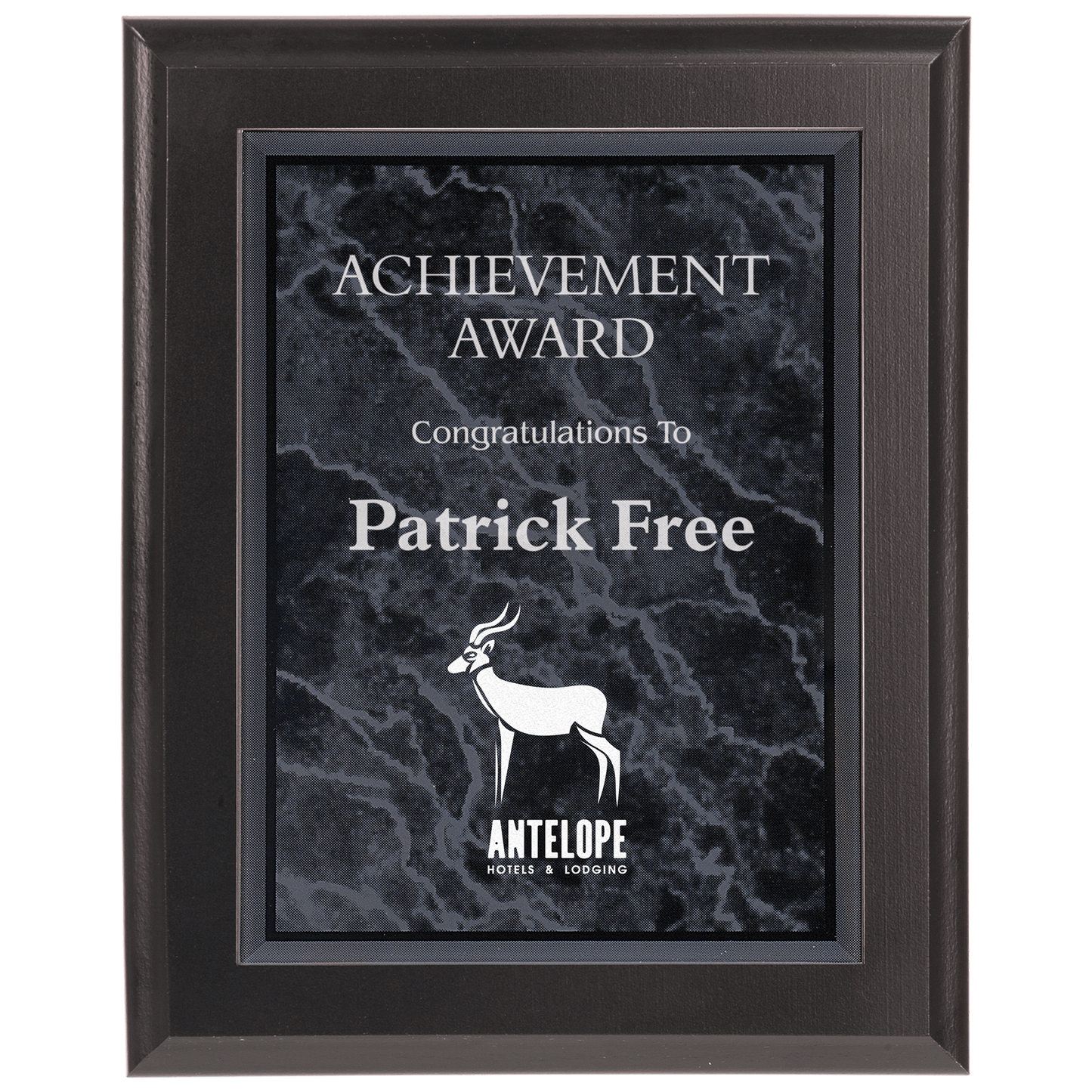 Small Solid Matte Black Plaque with Black Marble Acrylic Plate