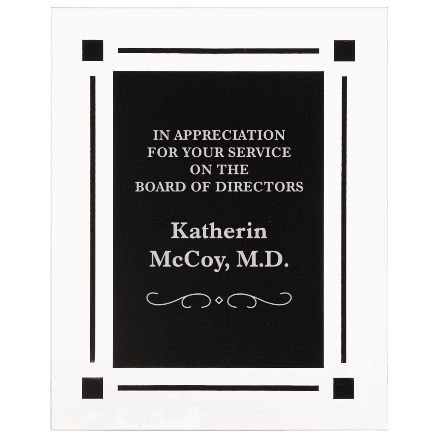 7" x 9" Solid Black Acrylic Clear Plaq