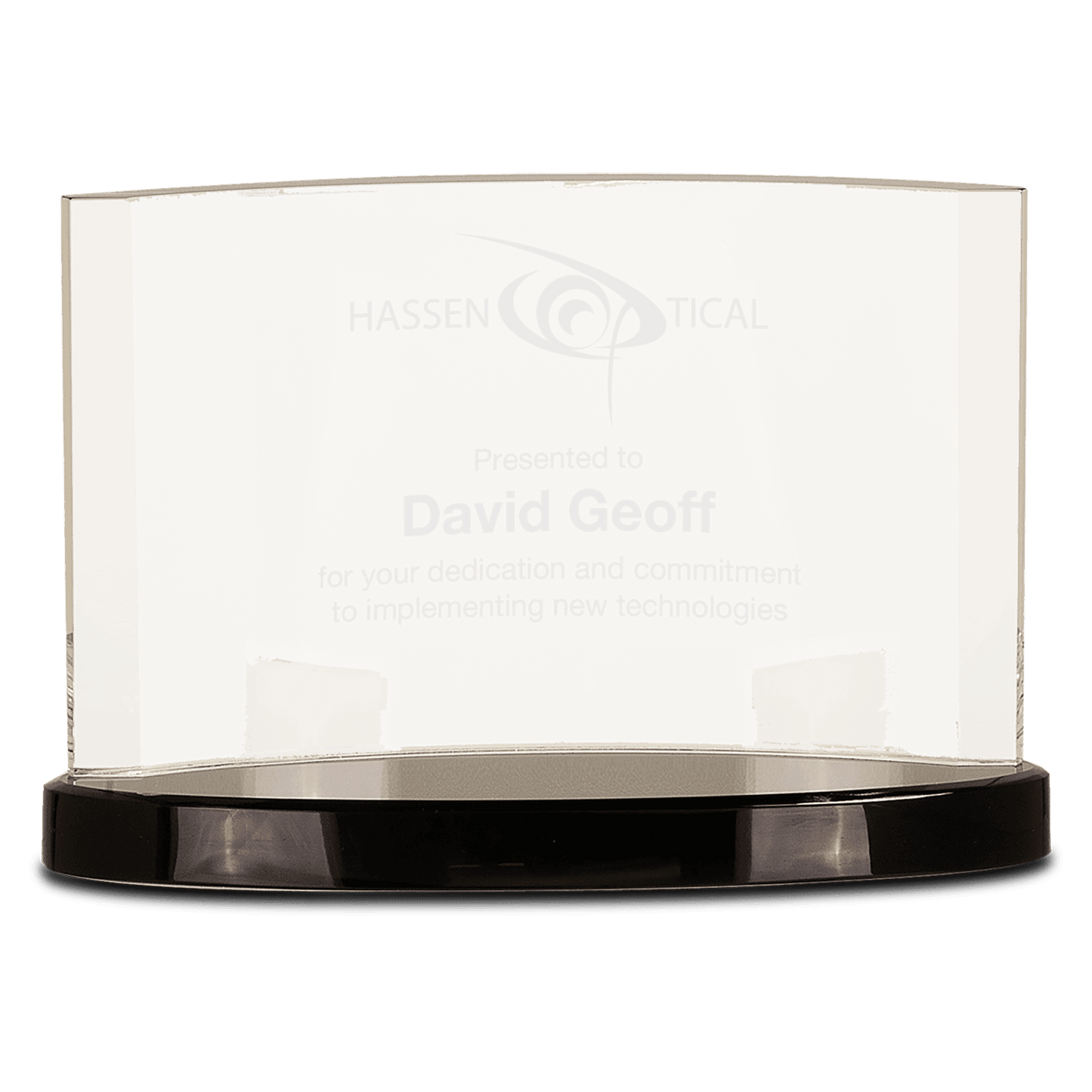 9" x 6" Clear Crystal Crescent on Black Crystal Base
