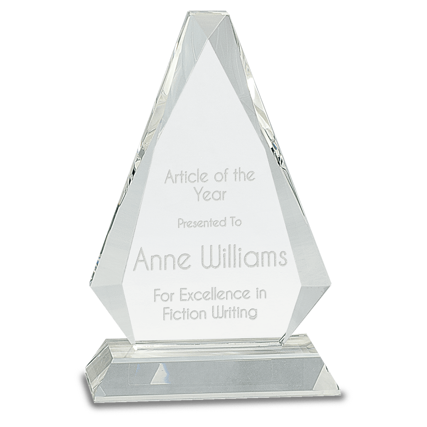 8" Clear Crystal Triangle on Clear Pedestal Base