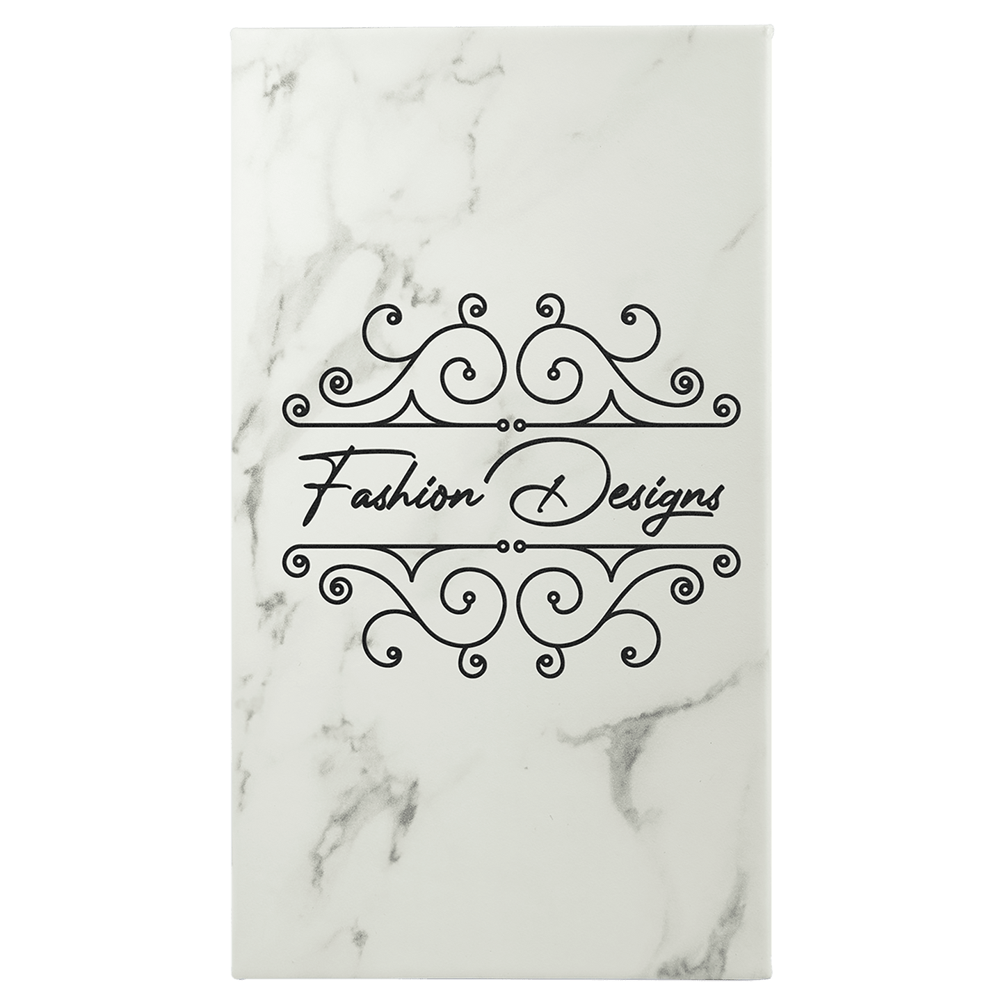 5 1/4" x 8 1/4" White Marble Laserable Leatherette Sketch Book with Unlined Notepad
