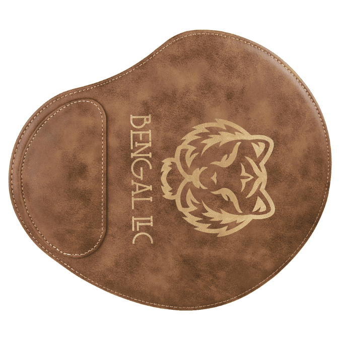 9" x 10 1/4" Rustic/Gold Laserable Leatherette Mouse Pad