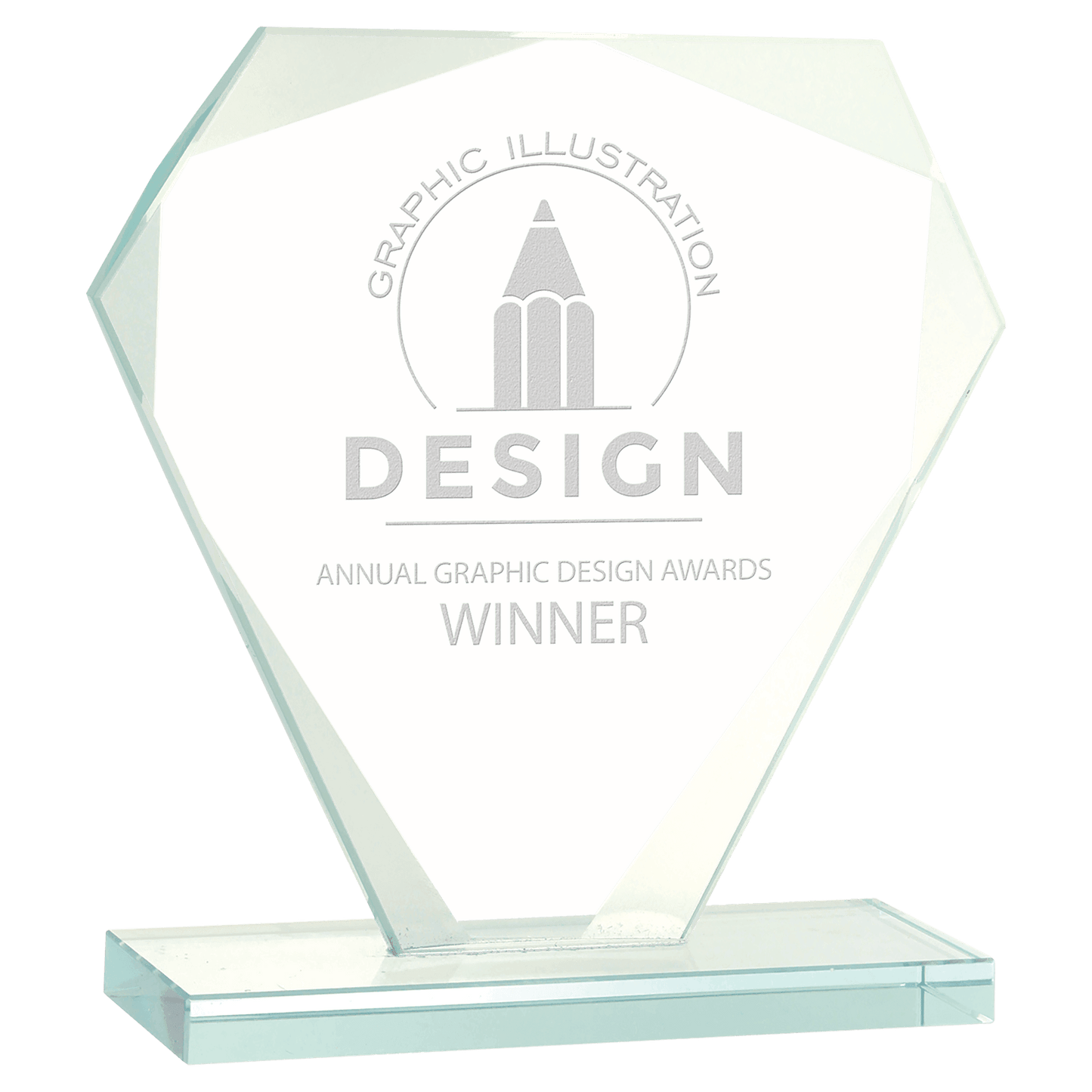 7" Cut Diamond Jade Glass Award