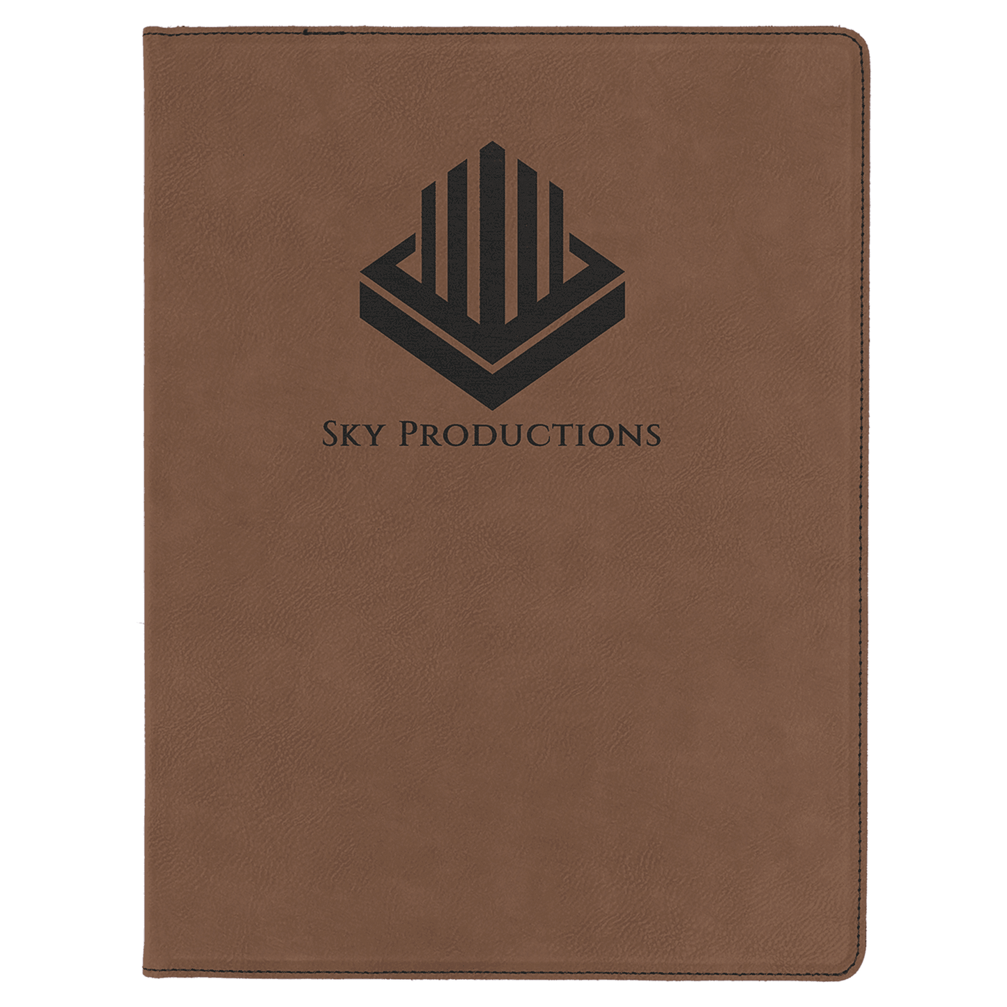 Dark Brown 9 1/2" x 12" Light Brown Laserable Leatherette Portfolio with Lined Pad