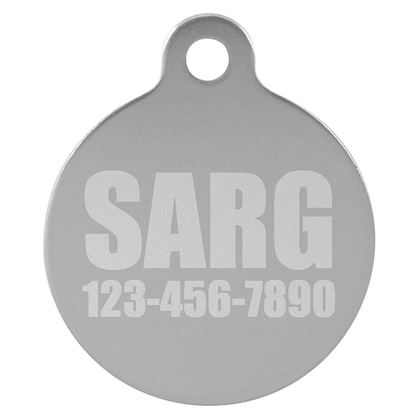 Silver 1" Laserable Anodized Aluminum Round Pet Tag with Tab