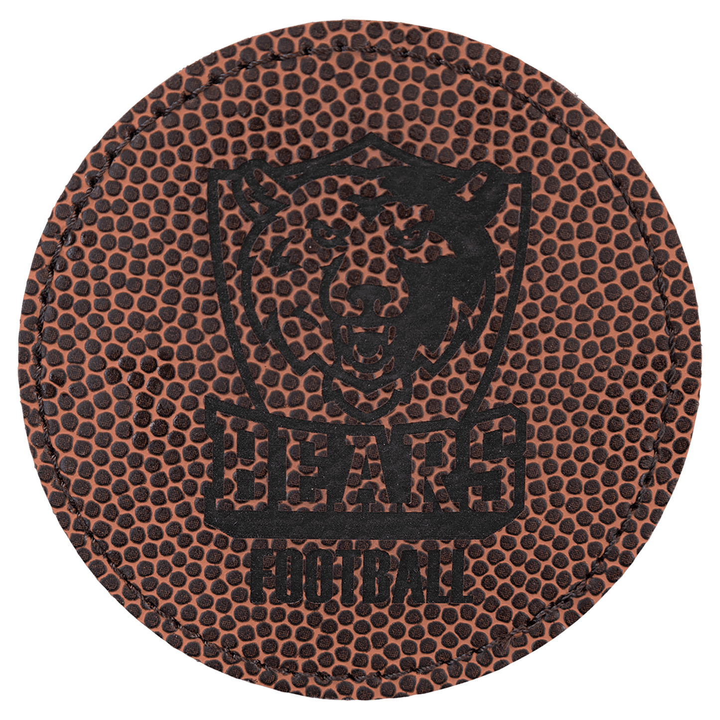3" Round Football Laserable Leatherette Patch with Adhesive