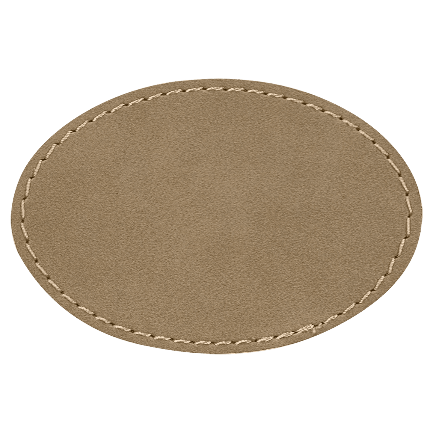 Light Brown 3" x 2" Laserable Leatherette Oval Patch with Kota Pro Adhesive