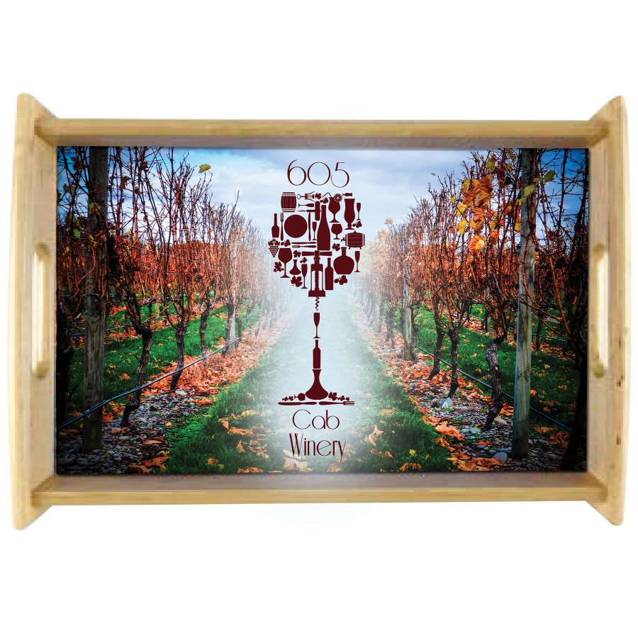 13.875" x 8.875" Unisub Natural Serving Tray with Sublimatable Insert