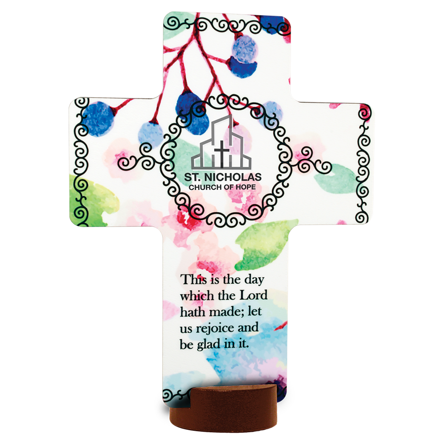 Gloss Hardboard Cross Award with Base