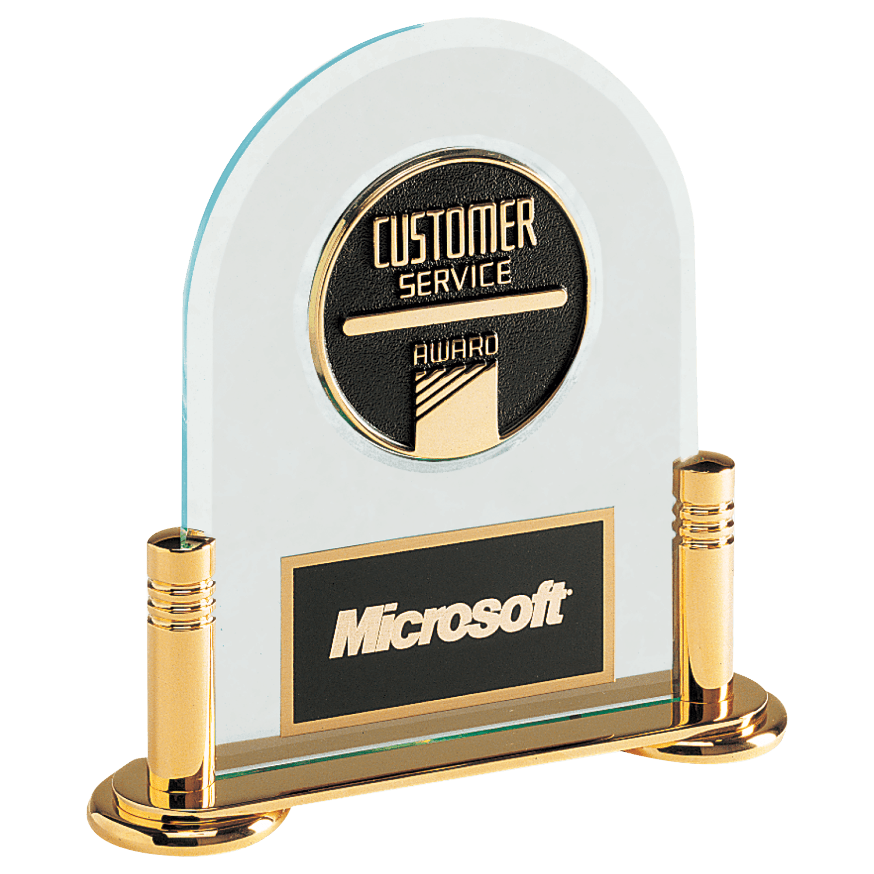 6" Acrylic CAM Award with Gold Base, Black Brass Plate (Medallion Sold Separately)