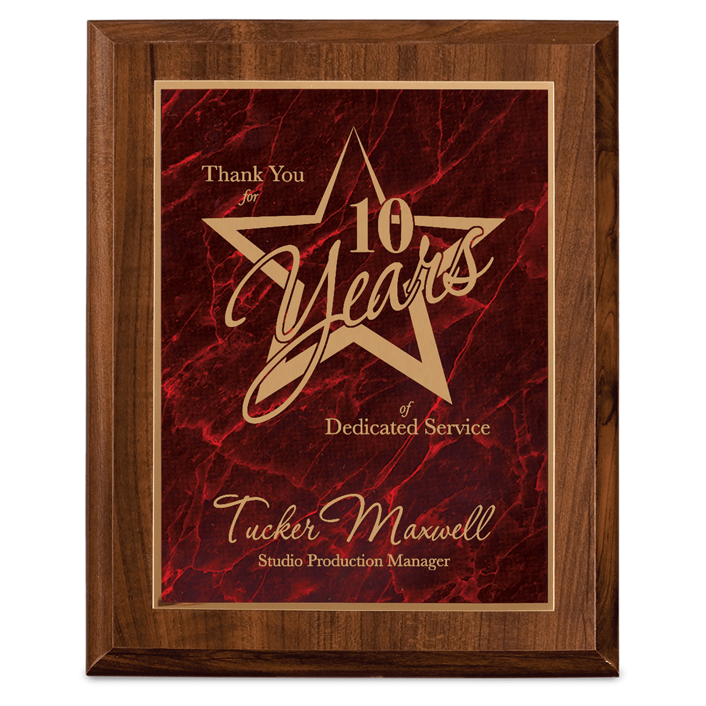 6" x 8" Cherry Finish Plaque with Red Marbleized Plate
