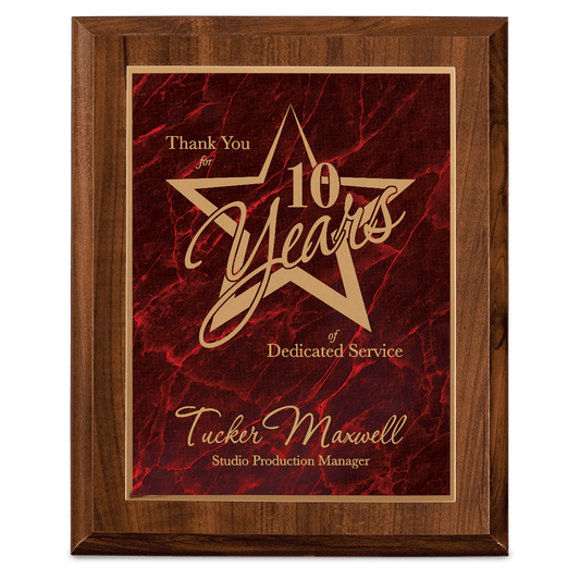 8" x 10" Cherry Finish Plaque with Red Marbleized Plate