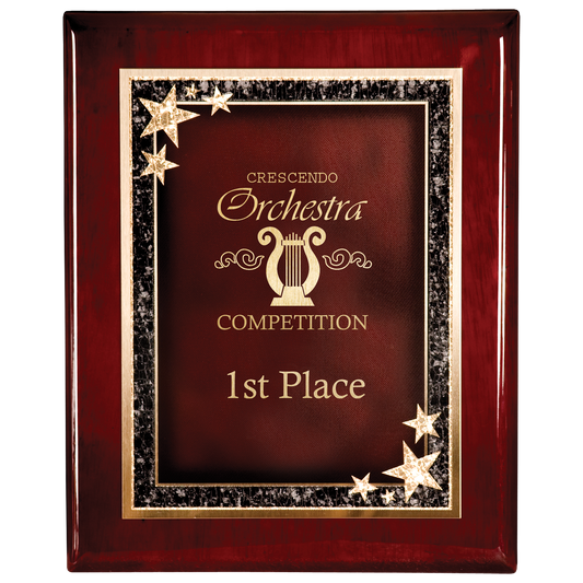 8" x 10" Premium Rosewood Finish Plaque with Red Starburst Plate
