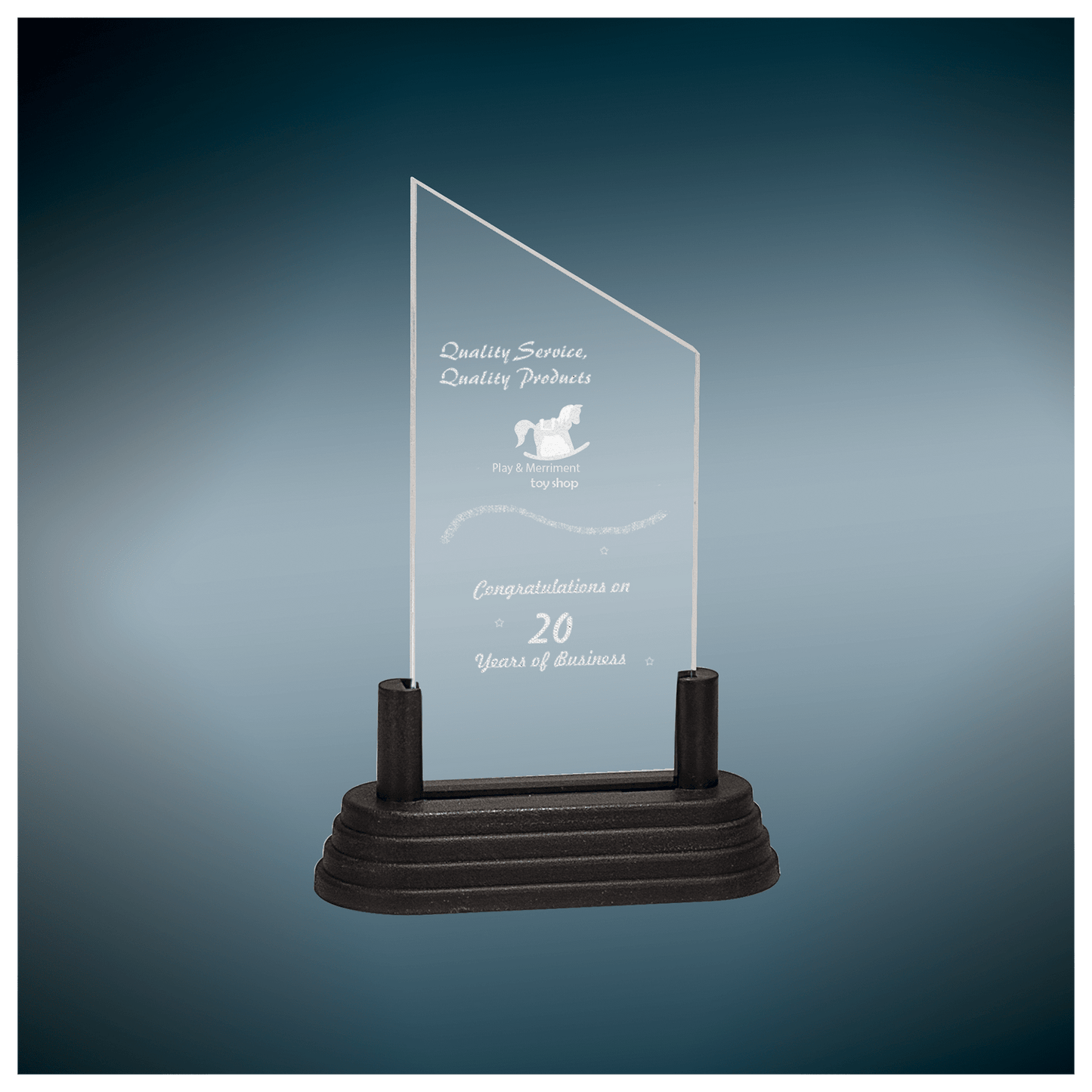 Clear 7" Corners Pop-In Acrylic with Gold Pedestal Base