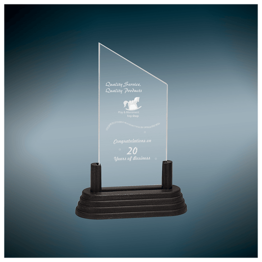 Clear 7" Corners Pop-In Acrylic with Gold Pedestal Base