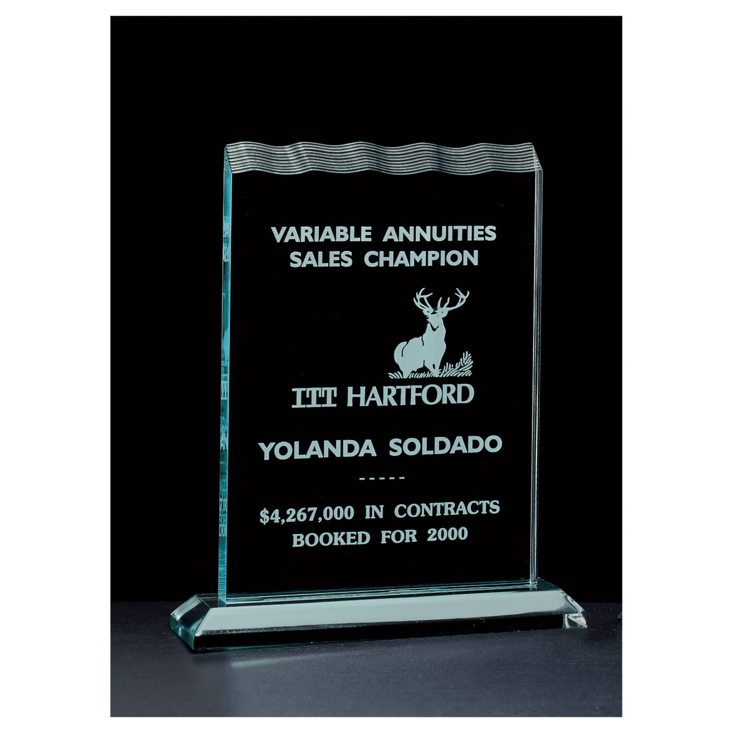 5 1/2" x 7 1/4" Tidal Series Jade Acrylic Award