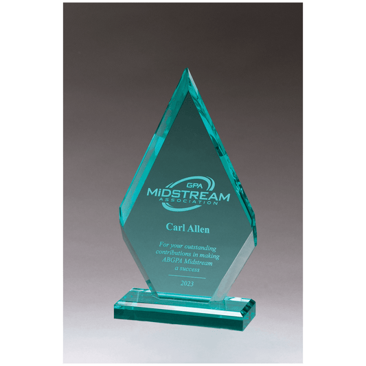 6" x 10 1/2" Flame Series Beveled Jade Acrylic Award