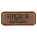 Dark Brown 3 1/4" x 1 1/4" Laserable Leatherette Badge Blank with Magnet
