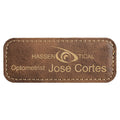 3 1/4" x 1 1/4" Rustic/Gold Laserable Leatherette Badge Blank with Magnet