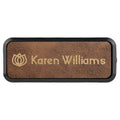 3" x 1" Rustic/Gold Laserable Leatherette Round Corner Badge & Frame