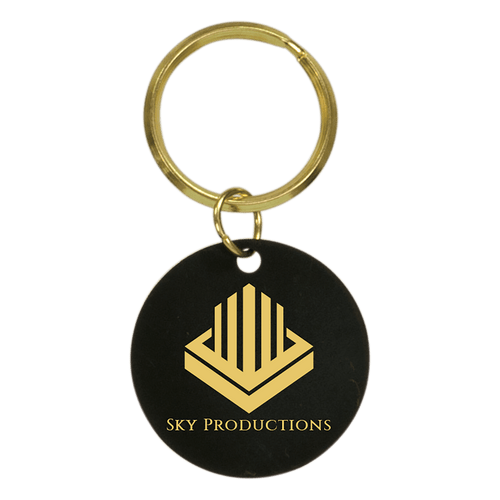 1 1/2" Black Blank Circle Keychain