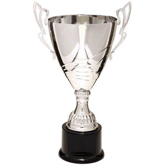Silver 16 3/4" Completed Metal Cup Trophy on Plastic Base