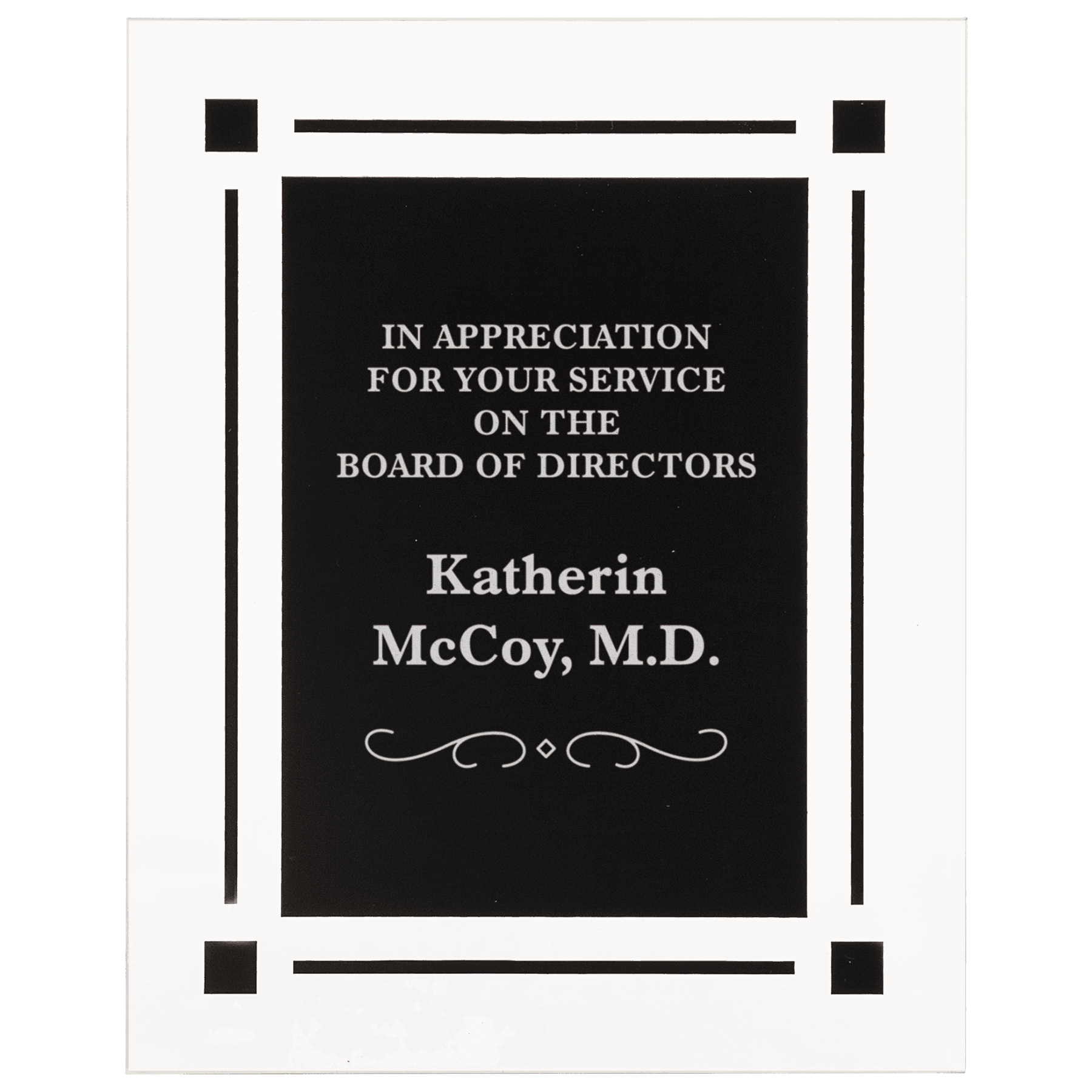 7" x 9" Solid Black Acrylic Clear Plaq
