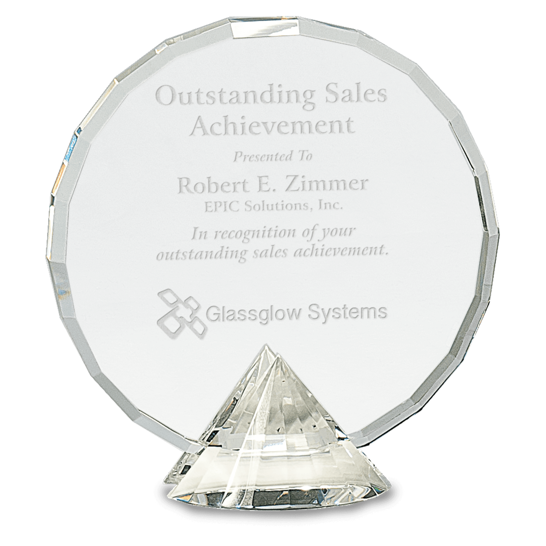 6 1/2" Clear Round Crystal on Clear Diamond Base
