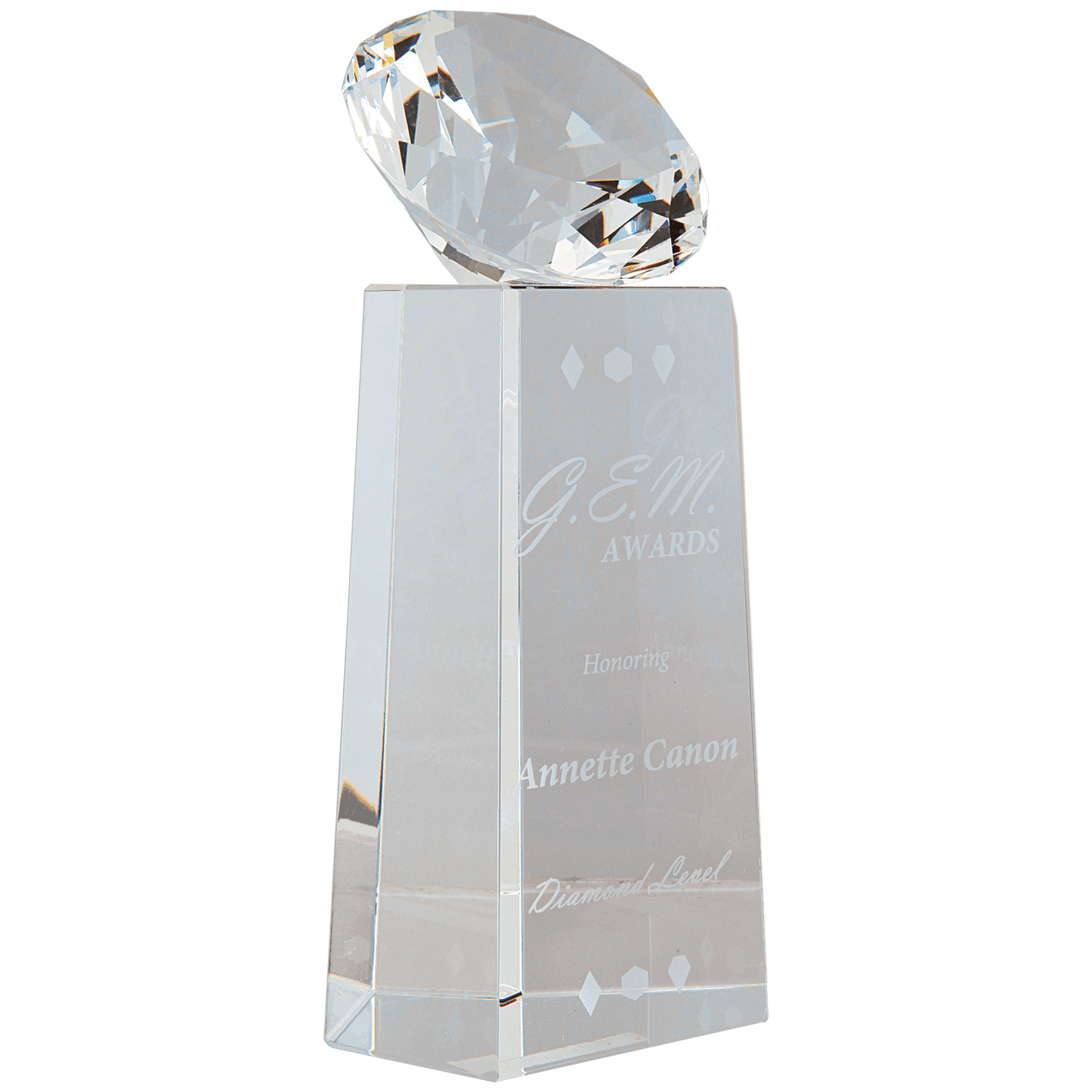 Clear 7 3/4" Crystal Diamond on Crystal Pedestal