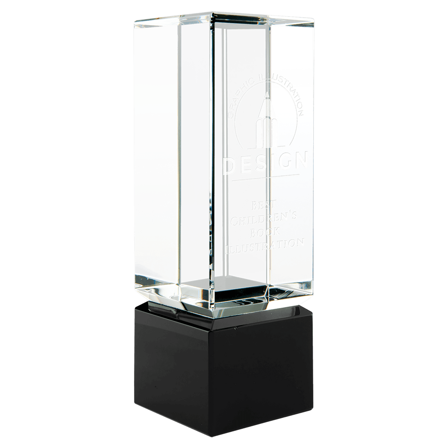 2 1/4" x 7" Clear Crystal Block on Black Crystal Base