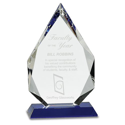 Blue 10" Diamond Crystal on Pedestal Base