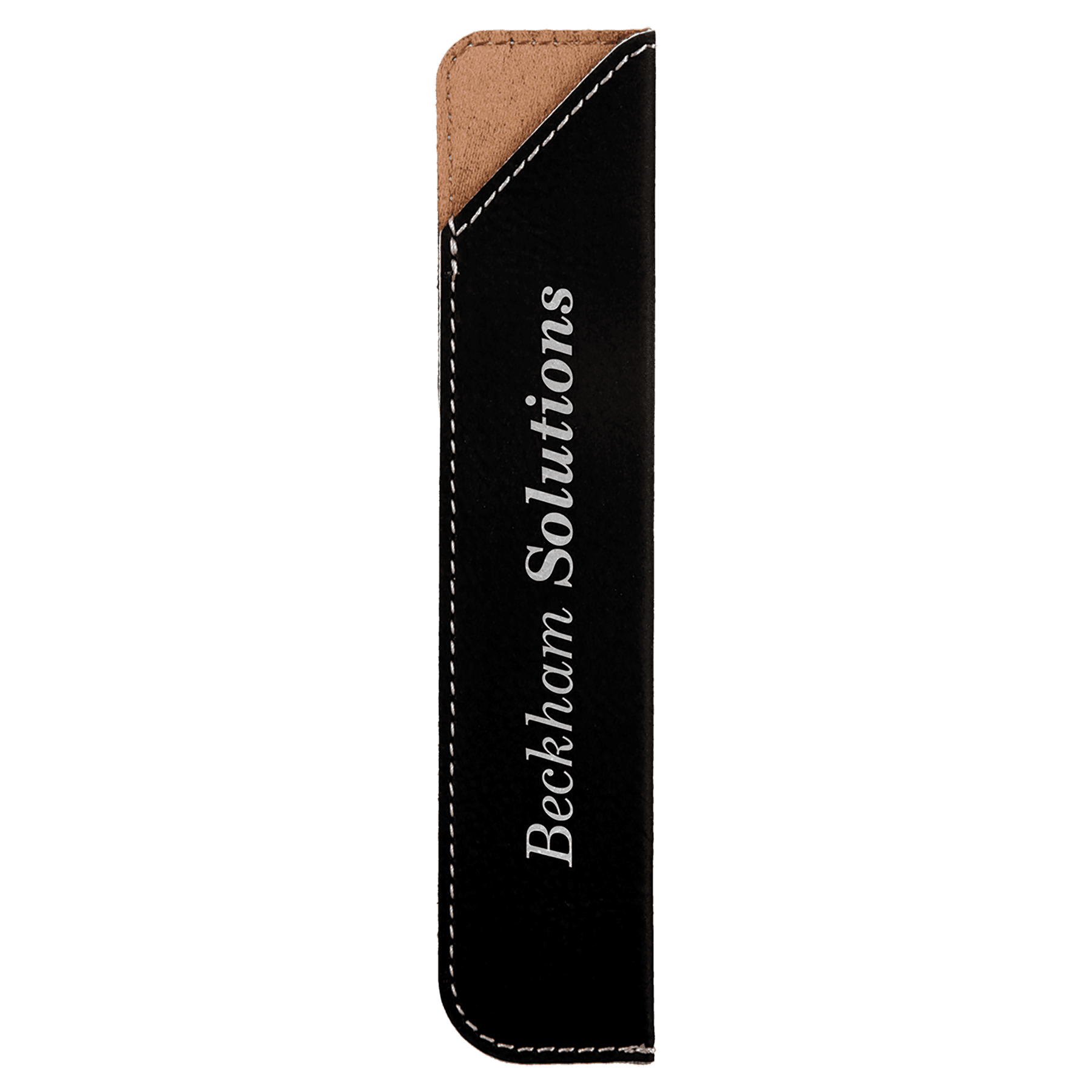Black/Silver 6 1/4" Laserable Leatherette Pen Sleeve