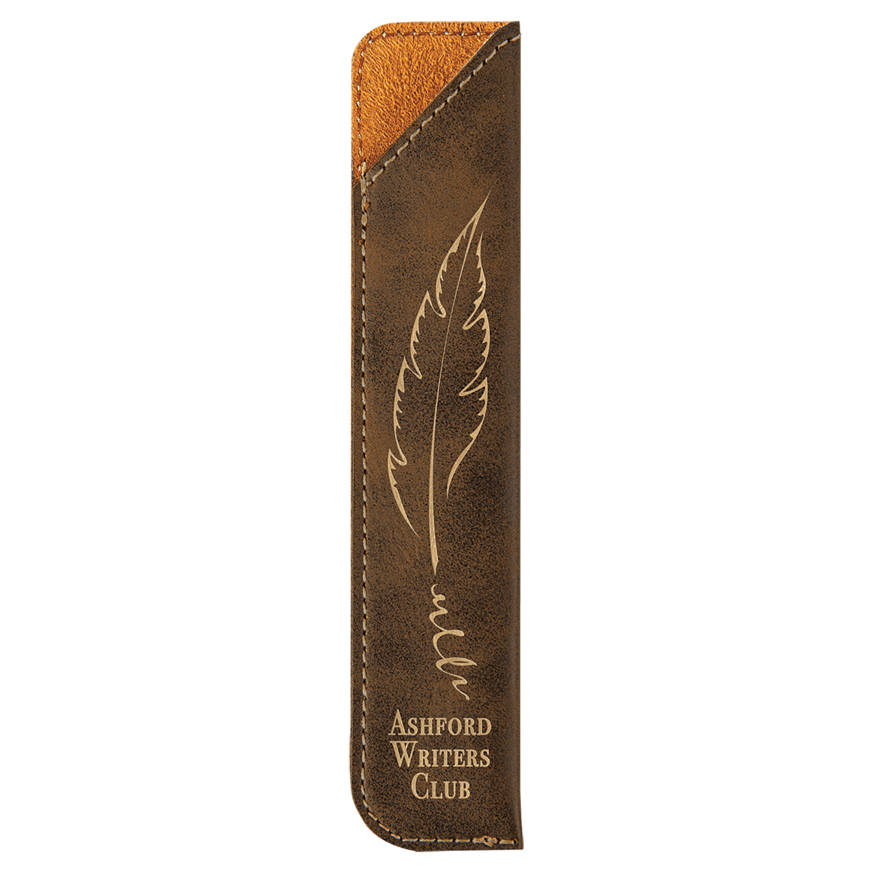 6 1/4" Rustic/Gold Laserable Leatherette Pen Sleeve
