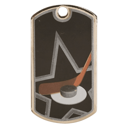 2" Black/Silver Hockey Laserable Star Dog Tag