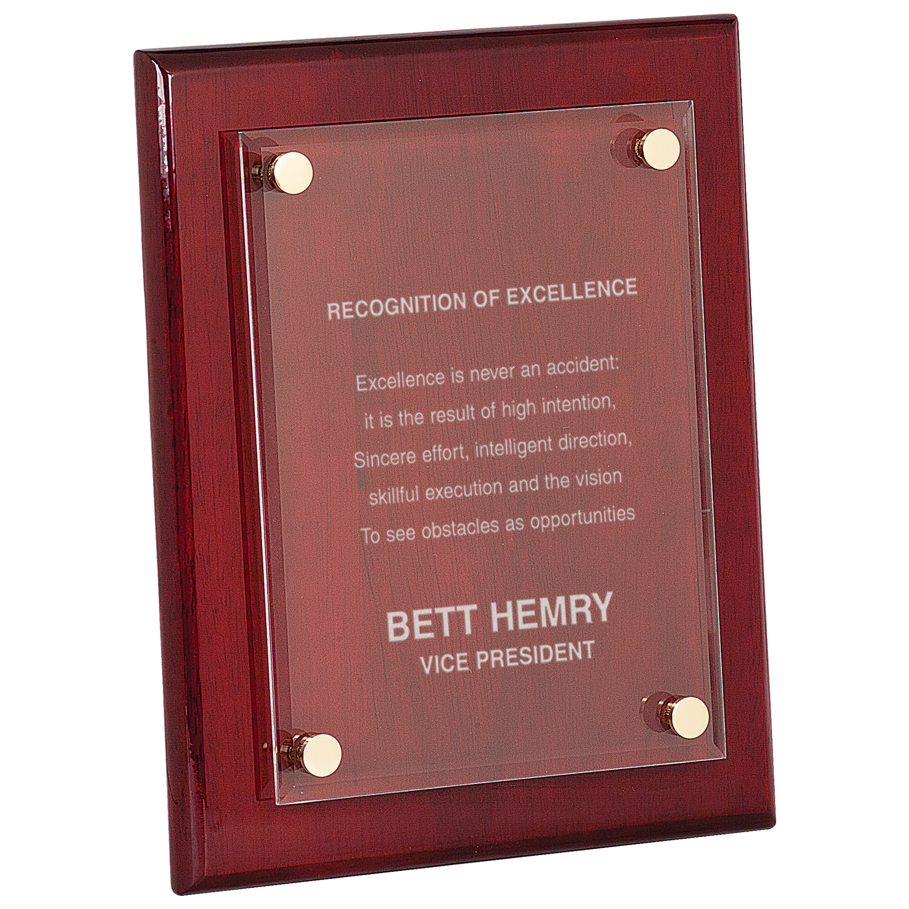 Rosewood 8" x 10" Piano Finish Floating Acrylic Plaque