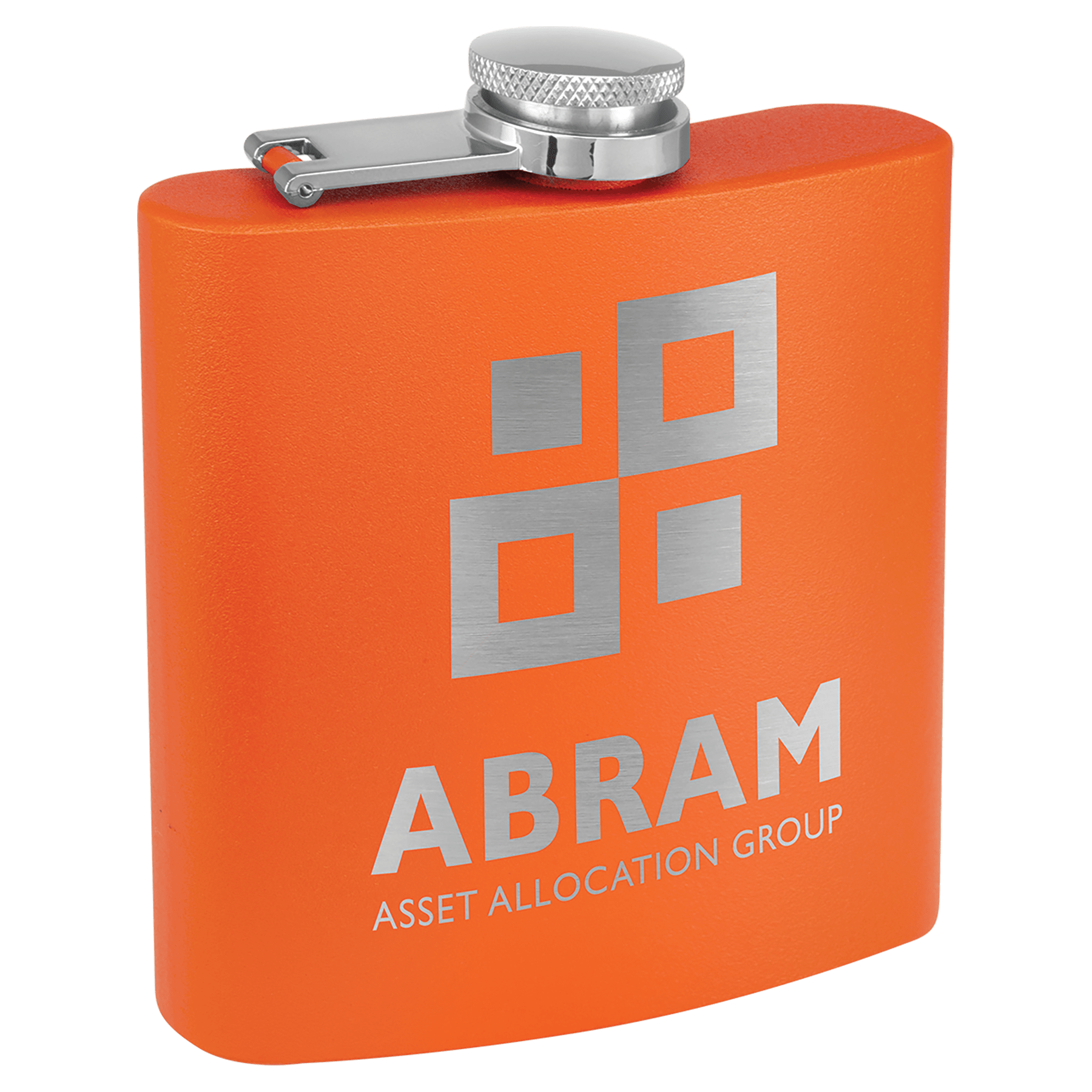 Orange 6 oz. Matte Powder Coated Laserable Stainless Steel Flask