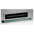 10" x 2 3/4" Glass Name Plate w/Black Silkscreened Engraving Area, Mirror  Border