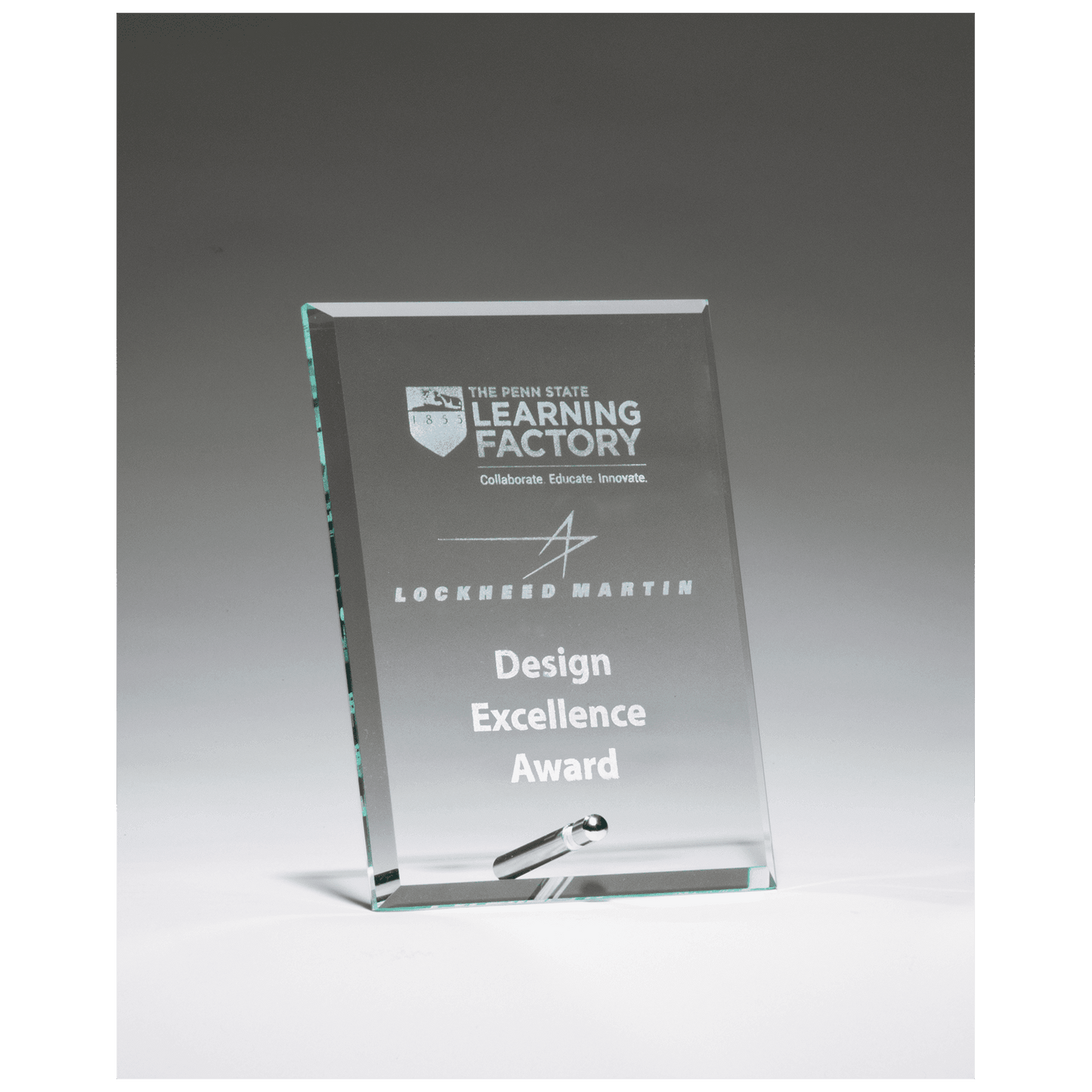 Clear Glass Award with Silver 6" x 8" Plated Easel Post