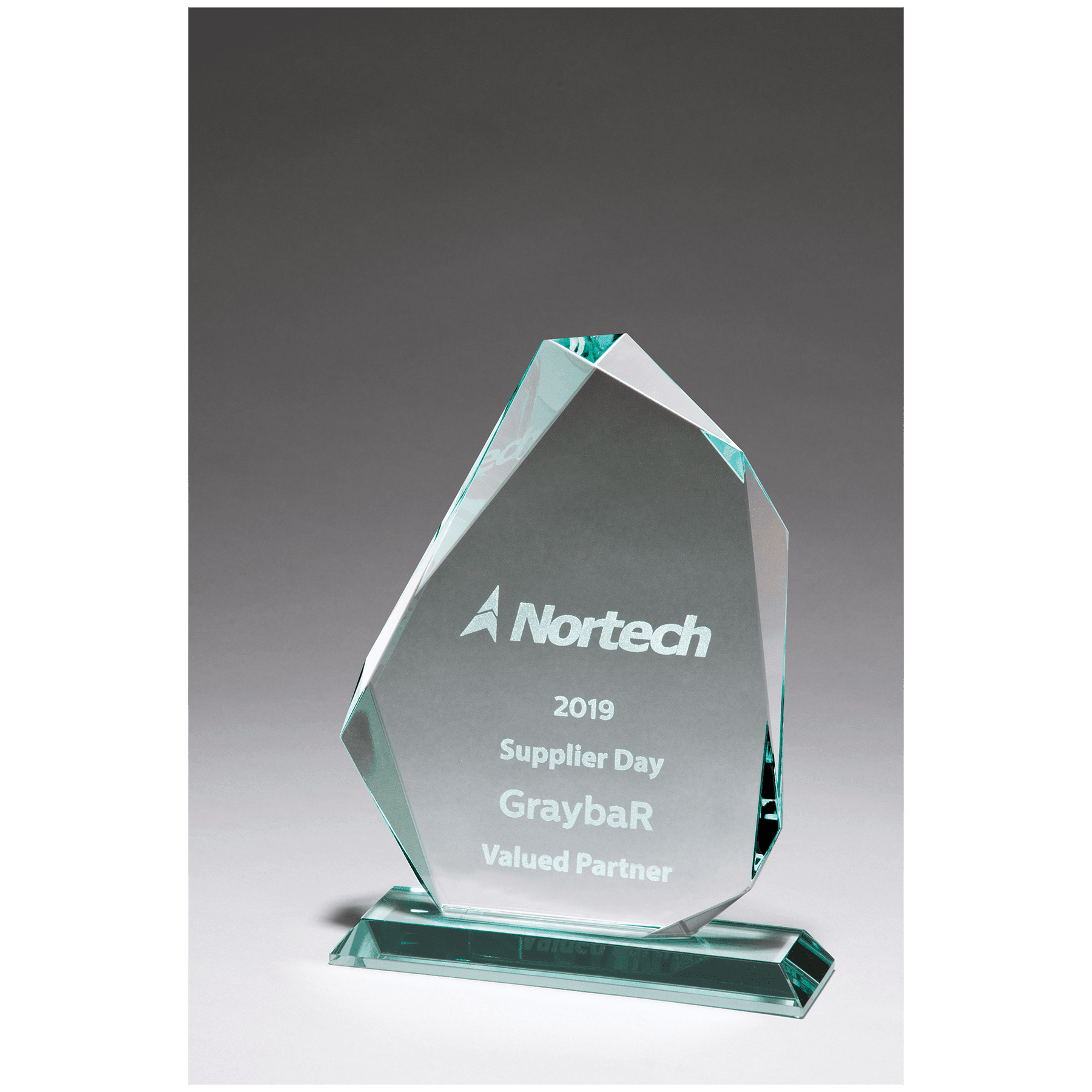 5 1/8" x 7 5/8" Iceberg Series Thick Jade Glass Award