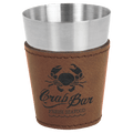 2 oz. Dark Brown Laserable Leatherette & Stainless Steel Shot Glass