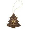 Rustic/Gold Laserable Leatherette Tree Ornament with Gold String