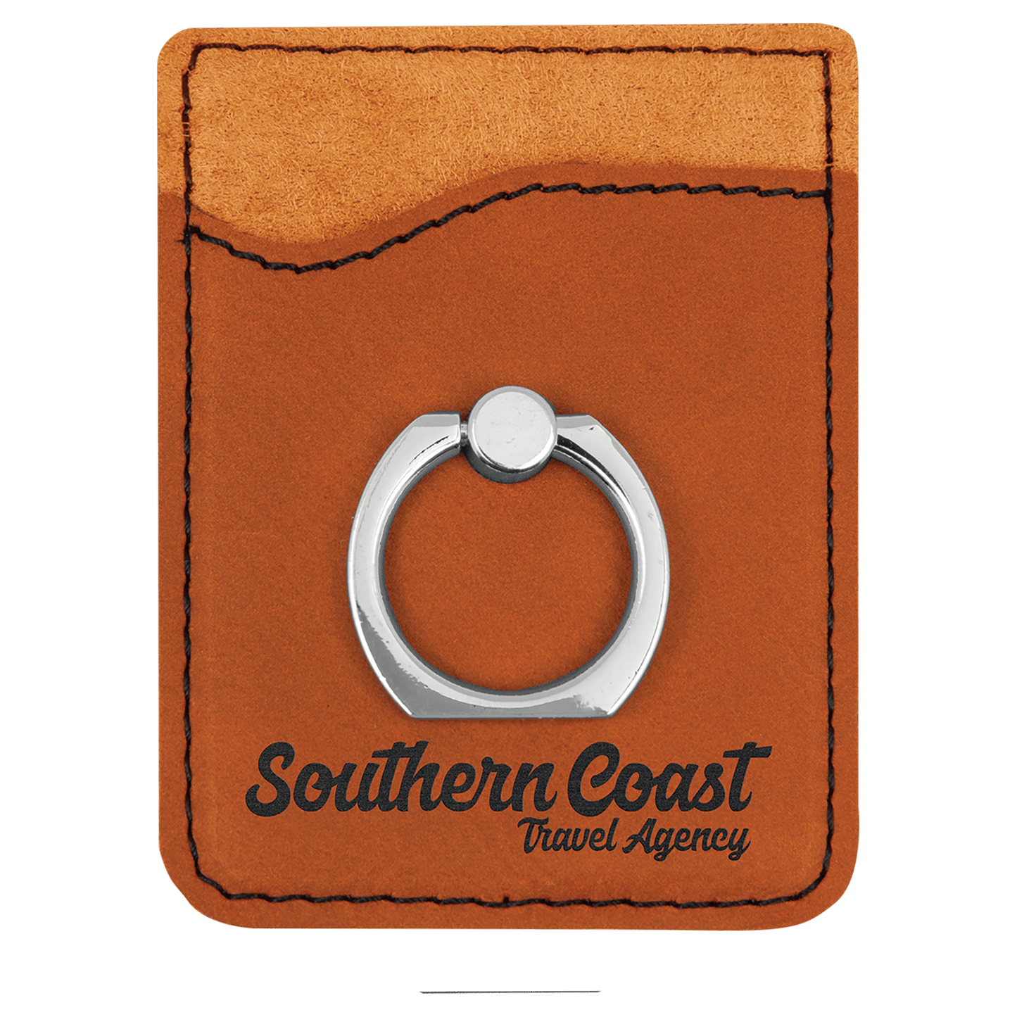 Rawhide Laserable Leatherette Phone Wallet with Silver Phone Wallet with Silver Ring