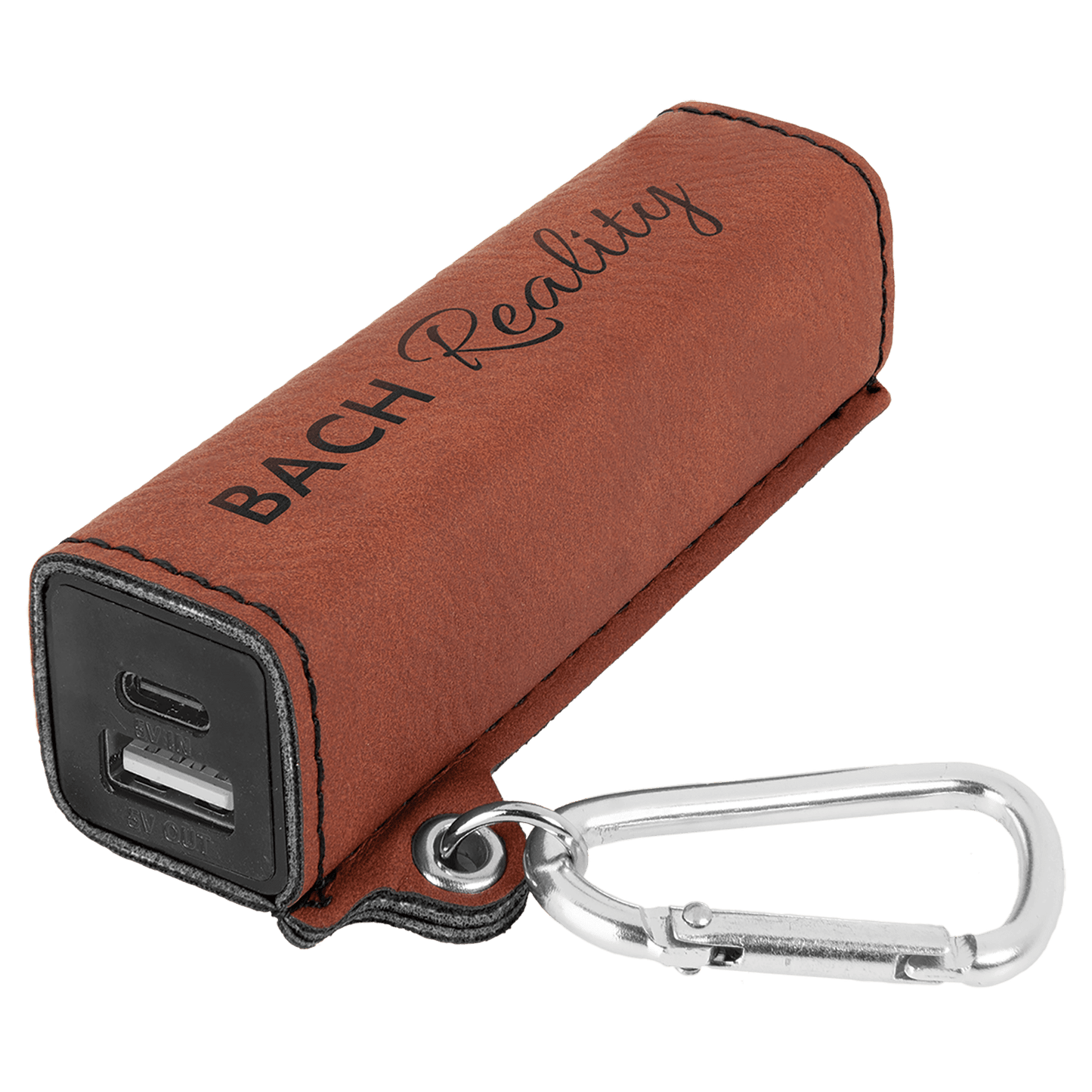 Rawhide Laserable Leatherette 2200 mAh Power Bank with USB-C Cord
