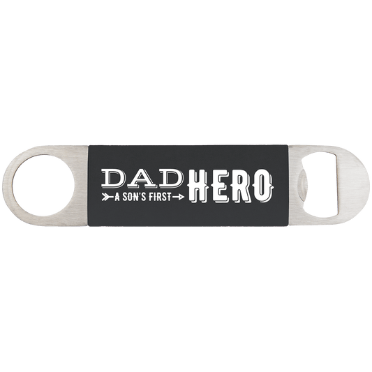 Black White 1 1/2" x 7" Bottle Opener with Silicone Grip