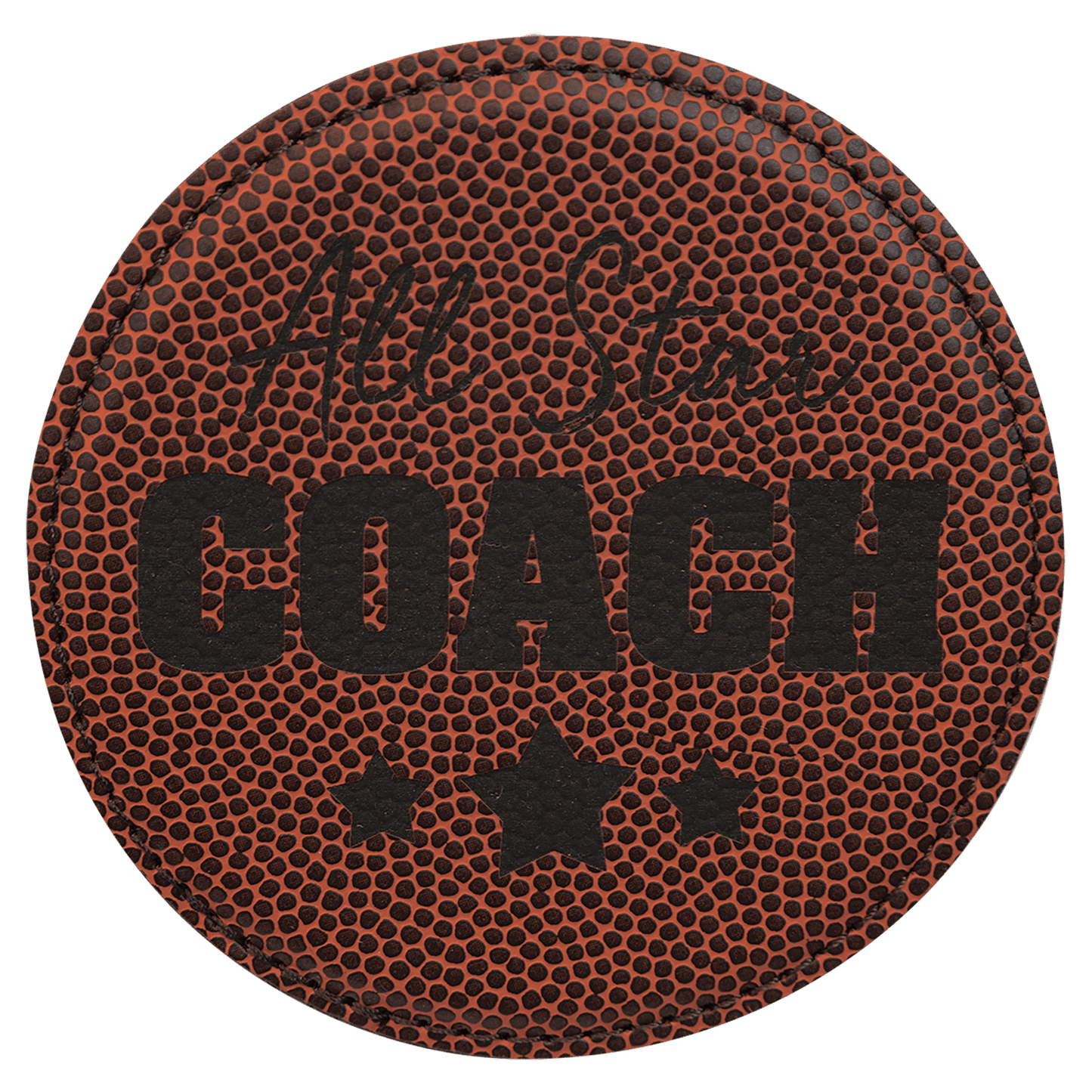 Football 4" Round Laserable Leatherette 6-Coaster Set