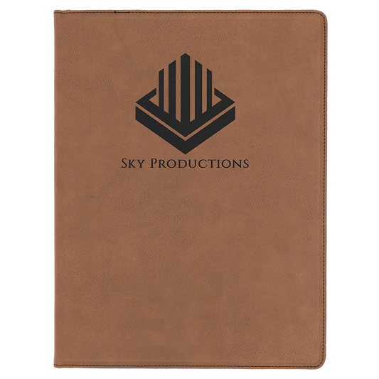 Dark Brown 9 1/2" x 12" Dark Brown Laserable Leatherette Portfolio with Notepad