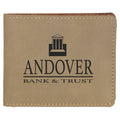 Light Brown 4 1/2" x 3 1/2" Laserable Leatherette Bifold Wallet