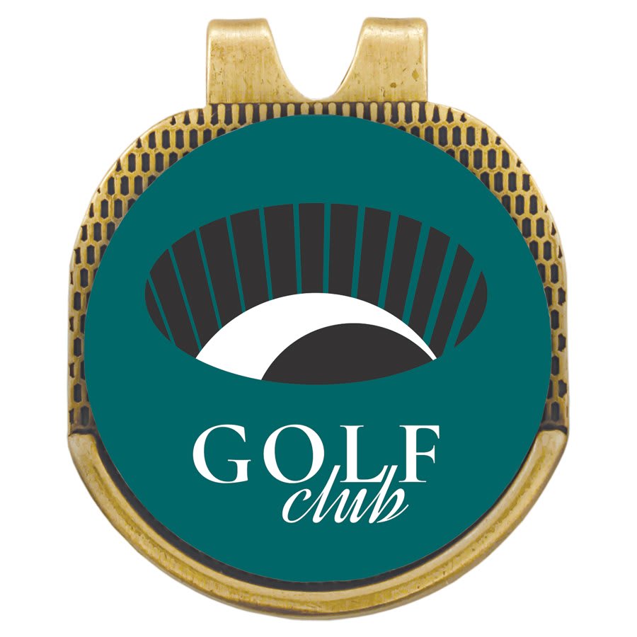 Antique Gold Golf Hat Clip with Sublimatable Ball Marker