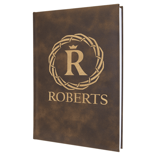 7" x 9 3/4" Rustic/Gold Laserable Leatherette Journal with Lined Notepad